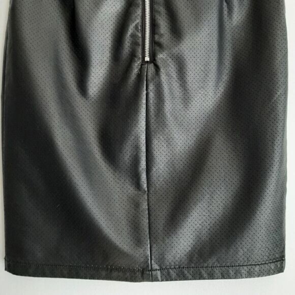 MINIMUM \ Micro Dot Pencil Mini Skirt Vegan Faux Leather Black Sz S - Picture 8 of 11